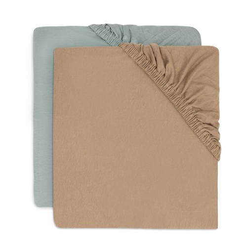 Jollein jersey ledikant hoeslaken Sea Green/Biscuit - set van 2 groen/bruin afbeelding