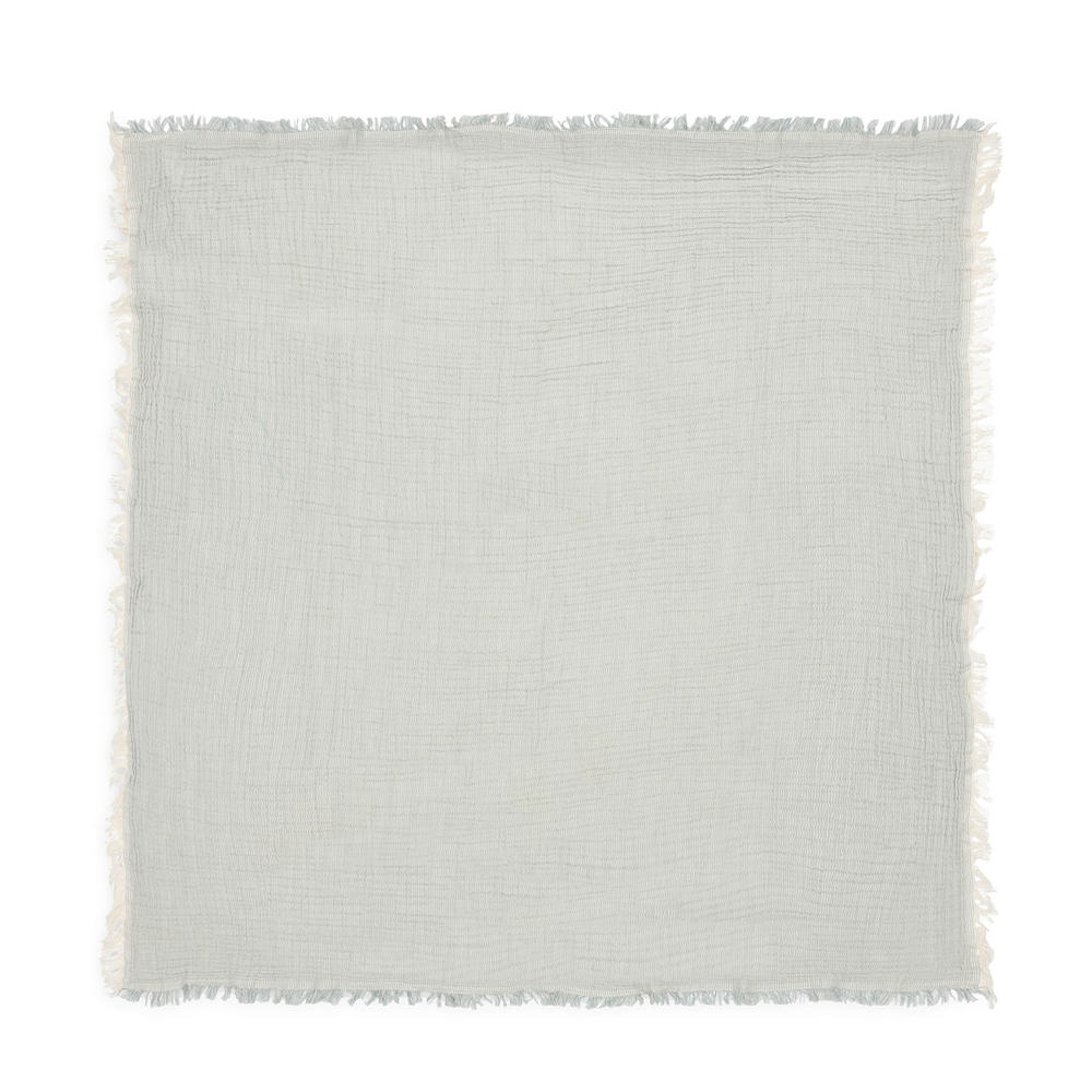 Jollein hydrofiele ledikantdeken Fringe Stripe - Sea Green/Ivory