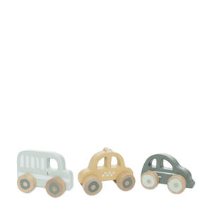  houten auto op wielen (set van 3)