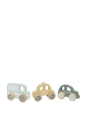  houten auto op wielen (set van 3)