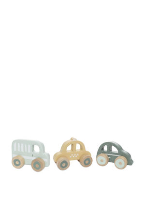 houten auto op wielen (set van 3)