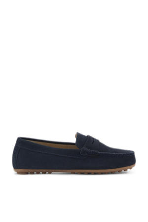   suède mocassins donkerblauw