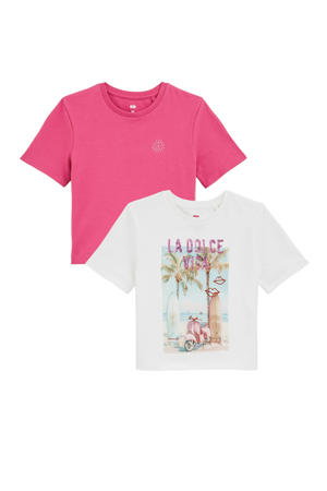 T-shirt - (set van 2) roze