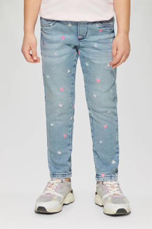 regular waist slim fit jeans light blue denim