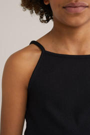 thumbnail: WE Fashion mouwloze top zwart rib gebreid