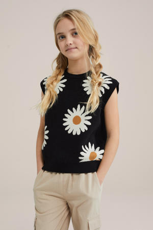 mouwloze top zwart