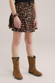 thumbnail: Bruin, beige en zwarte meisjes WE Fashion korte rok gemaakt van polyester en met elastische tailleband