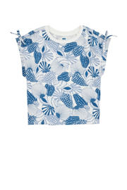 thumbnail: Blauw en witte meisjes WE Fashion T-shirt van katoen met korte mouwen, ronde hals en strikje