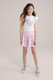 thumbnail: Witte meisjes WE Fashion mouwloze top van stretchkatoen met ronde hals en 3D applicatie