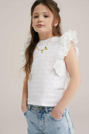 thumbnail: WE Fashion mouwloze top wit broderie