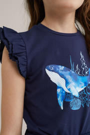thumbnail: WE Fashion mouwloze top donkerblauw met pailletten