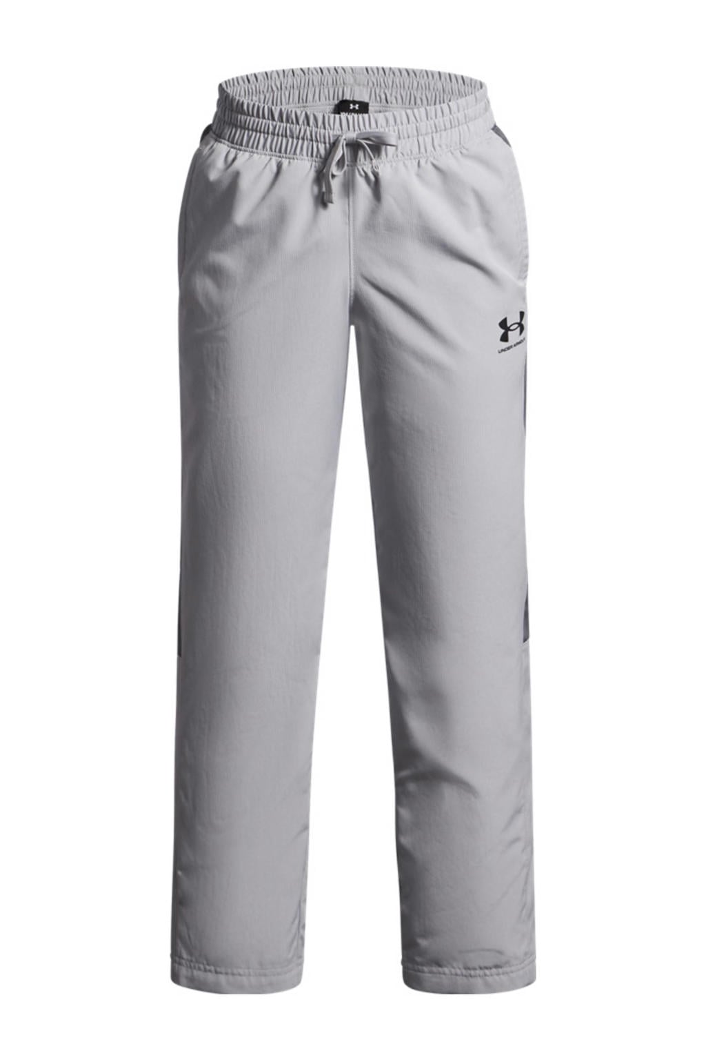 Lichtgrijs en zwarte jongens en meisjes Under Armour joggingbroek van polyester met relaxed, elastische tailleband met koord en logo dessin