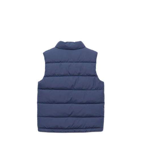 Mango Kids bodywarmer blauw Jongens Polyester Opstaande kraag Effen