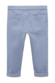 thumbnail: Blauwe jongens Mango Kids slim casual broek van stretchkatoen met regular waist, drukknoopsluiting en effen