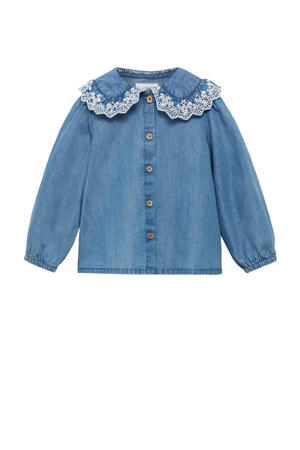 blouse medium blue denim broderie