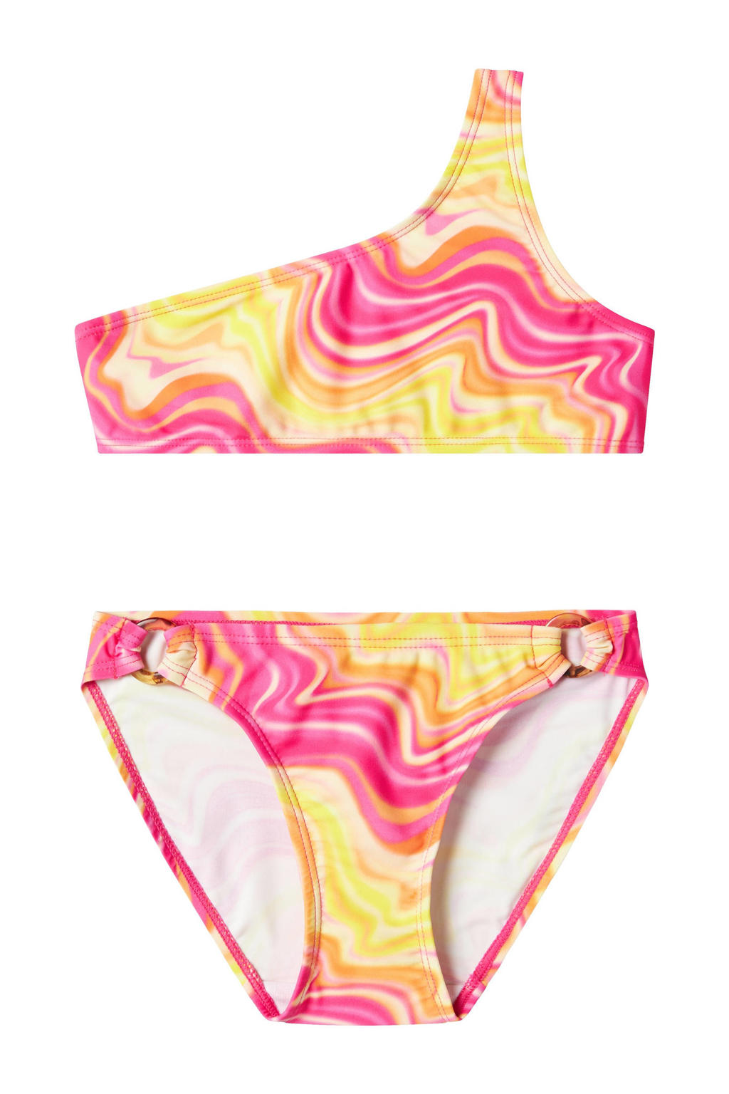 NAME IT KIDS one shoulder bikini roze/geel