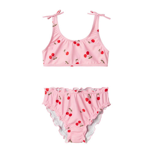 NAME IT MINI bikini roze/rood Meisjes Polyester All over print - maat 98/104 afbeelding