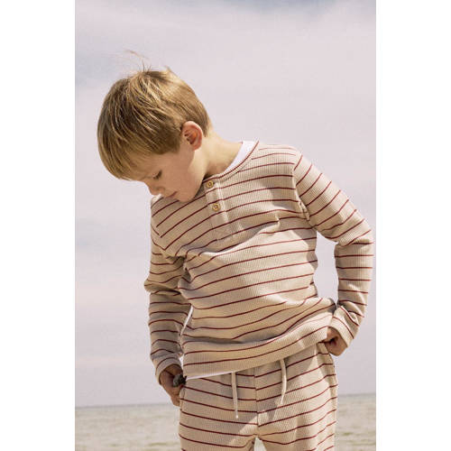 NAME IT MINI longsleeve beige Jongens Stretchkatoen Ronde hals Streep