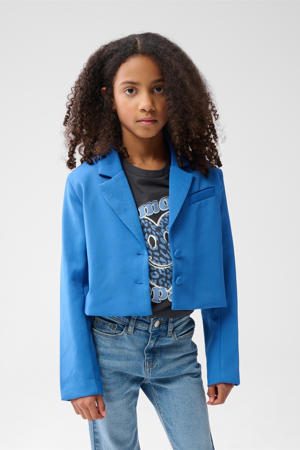 cropped blazer blauw