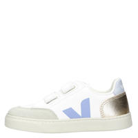 thumbnail: Veja SMALL V-12  leren sneakers wit/lichtblauw/goud