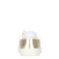 thumbnail: Veja SMALL V-12  leren sneakers wit/lichtblauw/goud