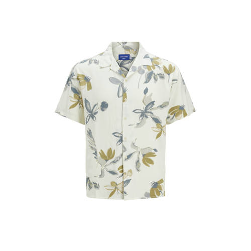 JACK & JONES JUNIOR overhemd wit Jongens Viscose Klassieke kraag All over print