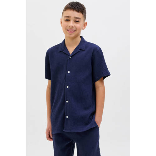 JACK & JONES JUNIOR overhemd donkerblauw Jongens Katoen Klassieke kraag