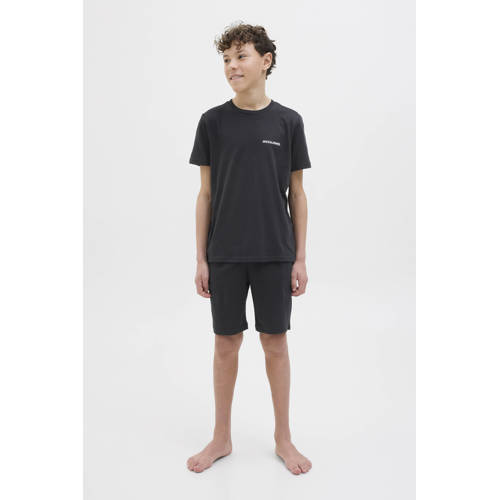 JACK & JONES JUNIOR T-shirt met korte broek zwart Set Jongens Katoen Ronde hals