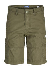 thumbnail: Olijfgroene jongens JACK & JONES JUNIOR relaxed cargo short van katoen met regular waist, rits- en knoopsluiting en effen