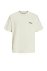 thumbnail: Ecru jongens JACK & JONES JUNIOR T-shirt van katoen met backprint, korte mouwen en ronde hals