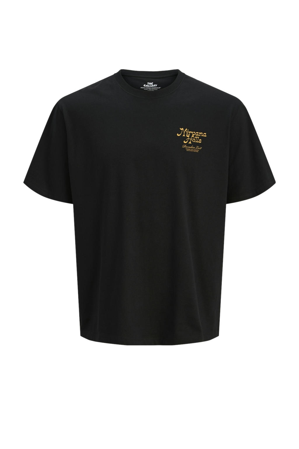 Zwarte jongens JACK & JONES JUNIOR T-shirt van katoen met backprint, korte mouwen en ronde hals