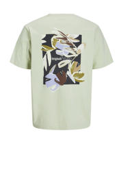 thumbnail: Lichtgroene jongens JACK & JONES JUNIOR T-shirt van katoen met backprint, korte mouwen en ronde hals