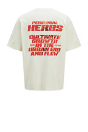 thumbnail: Ecru jongens JACK & JONES JUNIOR T-shirt van katoen met bloemenprint, korte mouwen en ronde hals