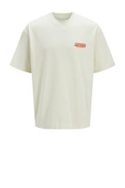 thumbnail: Ecru jongens JACK & JONES JUNIOR T-shirt van katoen met bloemenprint, korte mouwen en ronde hals