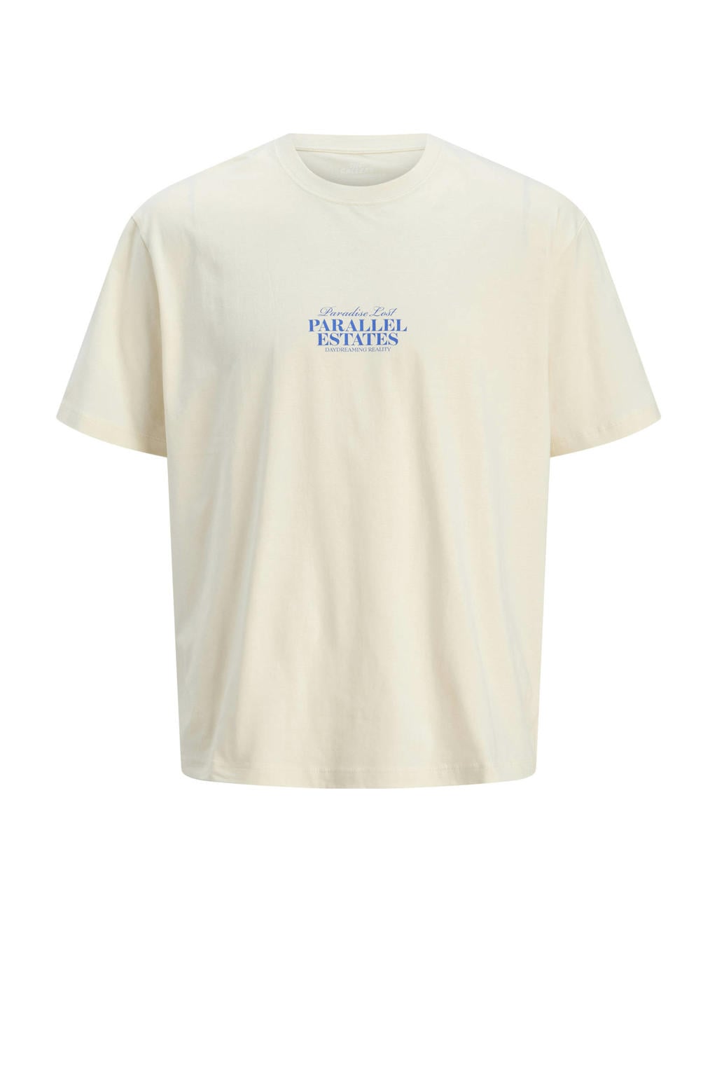 Witte jongens JACK & JONES JUNIOR T-shirt van katoen met backprint, korte mouwen en ronde hals