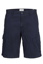 thumbnail: Donkerblauwe jongens JACK & JONES JUNIOR relaxed cargo short van katoen met regular waist, rits- en knoopsluiting en effen