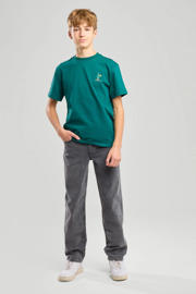 thumbnail: Grey denim jongens America Today loose  waist van denim met rits- en knoopsluiting en effen