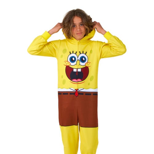 OppoSuits spongebob onesie Geel Jongens Katoen Capuchon Printopdruk