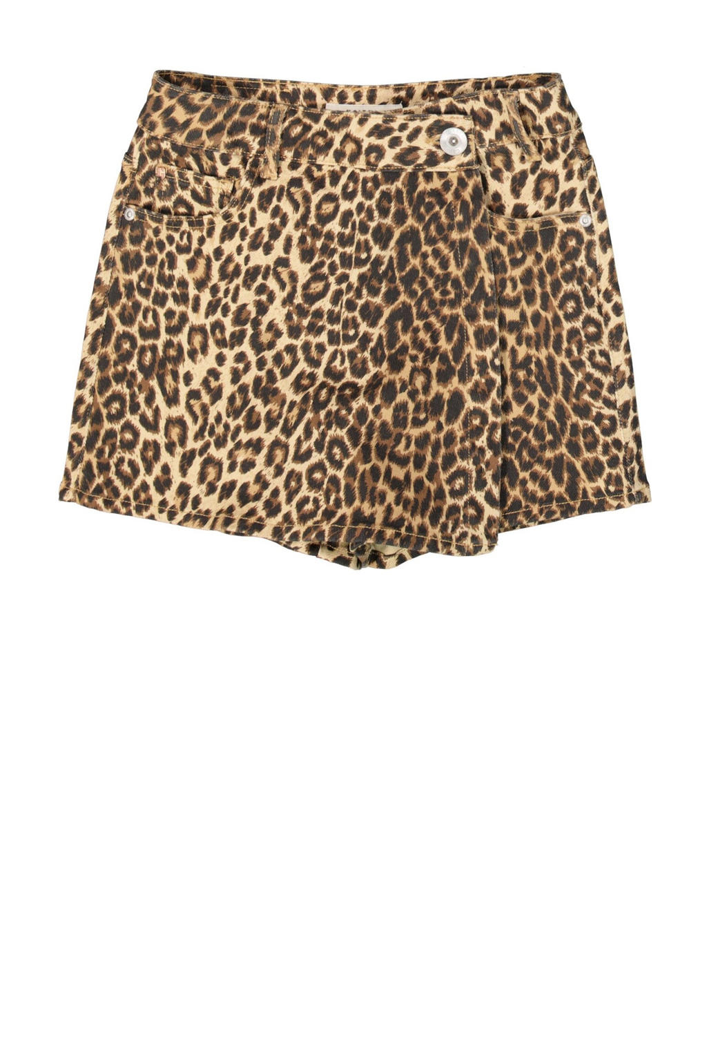 Beige, bruin en zwarte meisjes Garcia skort gemaakt van stretchdenim en met rits- en knoopsluiting
