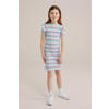 WE Fashion bodycon jurk roze/blauw/turquoise