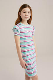 thumbnail: WE Fashion bodycon jurk roze/blauw/turquoise