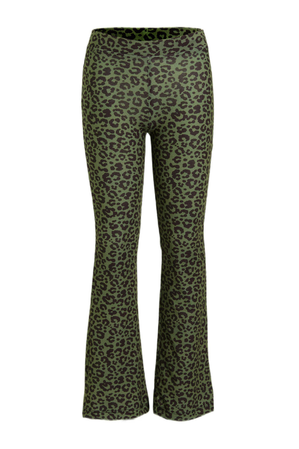 Groen en zwarte meisjes anytime flared broek luipaard print van polyester met elastische tailleband