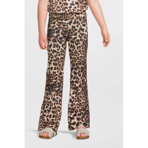 Anytime flared broek panteprint Bruin Meisjes Polyester Dierenprint