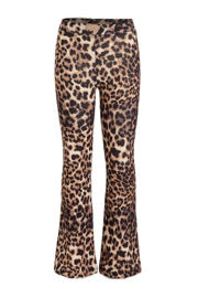 thumbnail: Bruin en zwarte meisjes anytime flared broek van polyester met elastische tailleband en panterprint