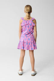 thumbnail: Roze en blauwe meisjes Shoeby mouwloze top van viscose met ronde hals, elastische inzet en ruches
