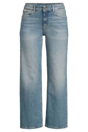 straight leg jeans medium blue denim