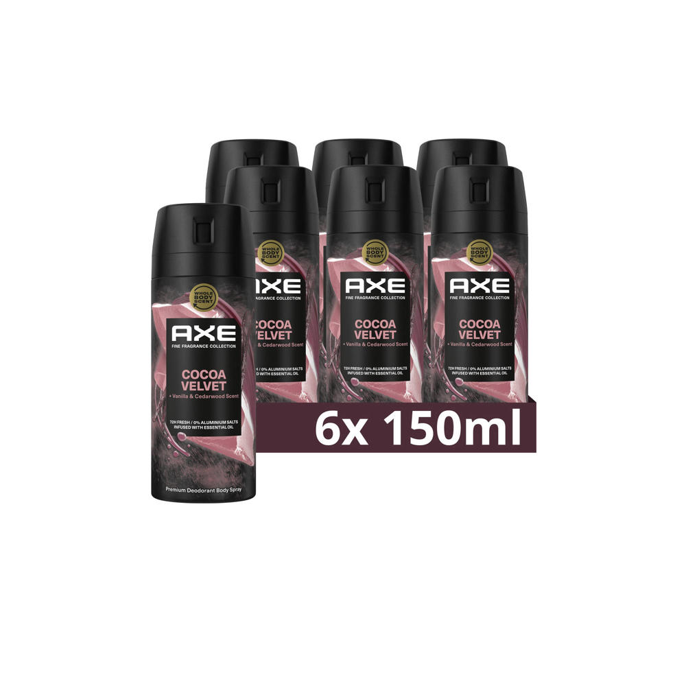 Axe Fine Fragrance Collection Cocoa Velvet Premium deodorant bodyspray - 6 x 150 ml