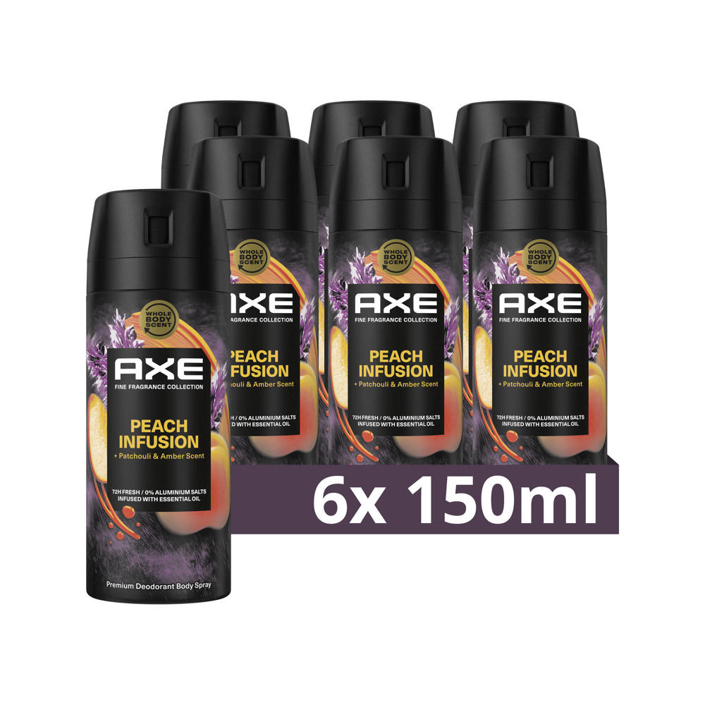Axe Fine Fragrance Collection Peach Infusion Premium deodorant bodyspray - 6 x 150 ml