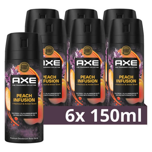 Axe Fine Fragrance Collection Peach Infusion Premium deodorant bodyspray - 6 x 150 ml afbeelding