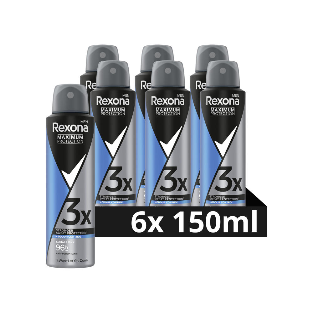 Rexona Men Maximum Protection Cobalt Dry anti-transpirant spray - 6 x 150 ml